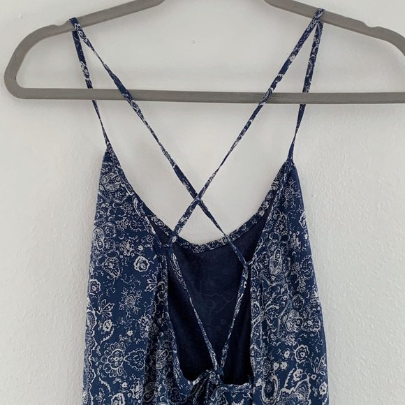 Lulus Sky Train Navy Blue Print Maxi Dress Size M - Picture 6 of 8